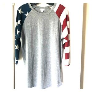 Lularoe American Flag Raglan Shirt